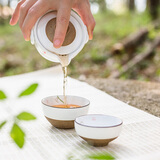 爱饰唯整套功夫茶具套装套组陶瓷懒人自动中式客厅手绘青花逍遥冲水器 手绘佛手荷花-一壶二杯礼袋