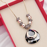 海雯妮 项链女锁骨链时尚饰品韩版短款毛衣链衣服装饰配饰 【长款】浅咖啡金色(链长约78cm+7.2cm)