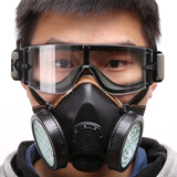 成楷科技 防尘口罩 工业粉尘 防尘面具 防毒面罩 防雾霾 黑色防尘面罩+军绿防雾透气眼镜