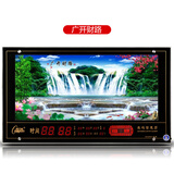 康巴丝（Compas） 挂钟动态流水数码万年历 客厅LED电子钟信息日历夜光钟表 风景画 120x60厘米动态流水广开财路