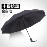 雨景 加大抗风长柄雨伞 男士商务户外晴雨伞高尔夫伞可印LOGO 黑色-自动105cm-十骨抗风