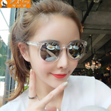 夜行狼（YEXINGLANG）太阳镜女款偏光韩版防紫外线眼镜复古大框潮人墨镜开车驾驶镜 透明框白水银
