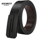 阿尔法公牛 男士皮带真皮牛皮腰带平滑扣扳扣裤带男滑扣皮带