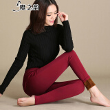 魔之韵显瘦薄款胖MM外穿打底休闲裤子女士春夏秋款小脚紧身裤加绒冬181 酒红色长裤【加绒加厚】 XL (118-128斤左右)