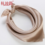 杭丝路真丝丝巾小方巾防晒纯色围巾女手帕杭州丝绸围脖52cm送人礼物 浅咖色纯真丝加厚小方巾