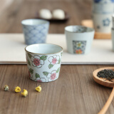 川岛屋 日式和风釉下彩手绘陶瓷茶杯直身杯咖啡杯早餐杯子B-56 粉色樱花