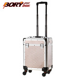 博瑞（BORY）拉杆美甲箱化妆箱静音万向轮专业跟妆美发纹绣工具箱 土豪金 空箱