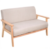 星恺 单人沙发实木沙发椅组合北欧简约布艺休闲椅子 大双人位椅
