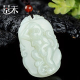 景禾新疆和田玉白玉猴玉坠项链女正品猴子吊坠男生肖属猴玉石挂件玉牌