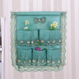 温恋欧式蕾丝多层收纳袋挂袋壁挂门后布艺挂式收纳袋墙上储物袋 墨绿色二层五兜