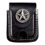 ZIPPO打火机原装配件 圆形金属扣 棕色黑色牛皮皮套 原装皮 黑色五角形扣