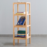 爱必居 实木置物架 北欧多层储物花架厨房卫生间多功能收纳架子 原木色四层37*37*110cm