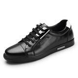 凯撒大帝 CAESAR 男士休闲牛皮百搭系带板鞋青年 黑色 41码