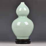 九藏尊品景德镇陶瓷器仿古花瓶影青釉官窑裂纹客厅家居装饰工艺品摆件 青瓷冰片葫芦（高32㎝宽19㎝ ）