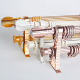 铝合金窗帘杆罗马杆加厚静音窗帘轨道顶装双杆单杆架客厅轨道帘杆 铝制头双杆(颜色备注) 一米价具体长度联系客服确认