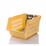 Inomata日本进口带滑轮可叠加收纳篮厨房收纳筐置物架 夹缝整理储物筐 水果蔬菜收纳筐 黄色款