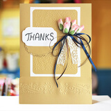 艾晴手贺立体花束贺卡教师节送老师礼物女高级感谢情人书信手写母亲A4生日 A4大尺寸 金色 thanks