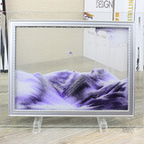 贝鲁斯 沙漏摆件玻璃流沙画3D山水画家居装饰品儿童礼物创意办公室桌面 紫色 7寸（长21.5cm，宽17cm）