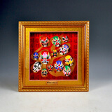 红泥坊天津泥人张彩塑京剧镜框脸谱康熙御笔福方福手工艺品商务礼品挂件 金福 32*32*5cm