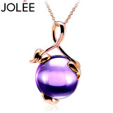 JOLEE吊坠玫瑰金彩色宝石项链紫水晶简约时尚饰品送女生母亲节礼物