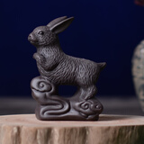 宇轩 12十二生肖紫砂茶宠手工 陶瓷茶宠配件 办公室家居摆件 12生肖兔摆件