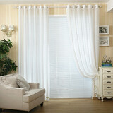 伊帘坊 加厚仿棉麻亚麻窗帘成品透光窗纱布纯色现代简约卧室客厅窗帘窗纱定制 挂钩款式一米要几米拍几件
