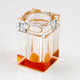贝鲁斯 水晶玻璃牙签盒创意透明彩色牙签筒透明牙签盒带盖 橙色（牙签盒）