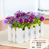浩瀚田园风木质栅栏套装花 仿真花绢花 家居装饰 摆设客厅节日花艺 长方形栅栏+钻石玫紫色