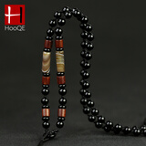 皓埼黑玛瑙小叶紫檀桶珠挂玉佩挂吊坠简约百搭手工编织挂绳项链绳 周长70cm