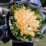 薇尼（LVINI）鲜花速递同城配送33朵红玫瑰香槟生日东莞珠海佛山西安石家庄郑州 33朵香槟玫瑰花束-伊人如梦