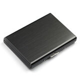 杜尔金属卡包防盗刷RFID屏蔽防NFC超薄防消磁银行卡套风琴卡盒男女士不锈钢 不锈钢简约款钛黑-如需要刻字请留言说明