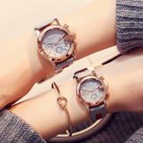 古欧（GUOU）女士手表时尚潮流女表学生手表女韩版简约防水石英表男女情侣手表 灰色一对