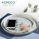 大可餐具KORDCO 玉瓷色圆形托盘水杯托盘塑料茶盘创意水果盘酒店托盘欧式密胺装饰盘大号 罗马假日圆托盘 直径22.5厘米