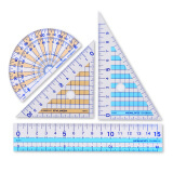 国誉(KOKUYO)学生考试绘图测量套尺(15cm直尺+三角尺*2+量角器)尺子套装 GY-GBA501