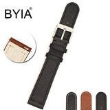 适配Withings手表软超薄男士牛皮手表带防水Activite steel3 Pop HR真皮表带 黑色黑线 20mm