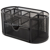 广博（GuangBo）笔筒办公收纳圆形/方形/多功能笔筒网纹防锈金属办公用品创意简约桌面整理收纳 9格+金属网