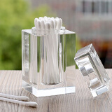 贝鲁斯 水晶玻璃牙签盒创意透明彩色牙签筒透明牙签盒带盖 透明（棉签盒)