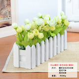 浩瀚摆件仿真花跳兰菊整体花艺 婚庆家居餐厅装饰小翠花白栅栏套装 白栅栏30cm+春色QQ玫嫩绿