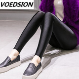 新款高腰踩脚光泽裤外穿修身打底裤加肥加大码弹力健美裤脚蹬长裤女季光泽打底 平脚光泽裤 XL 120-140斤可穿