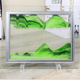 贝鲁斯 沙漏摆件玻璃流沙画3D山水画家居装饰品儿童礼物创意办公室桌面 绿色 10寸（长30cm，宽25cm）