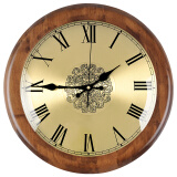 凯恩斯（KAIENSI） 大厅欧式挂表美式圆形家用实木创意钟表时钟挂钟客厅装饰大号 6010橡木色罗马盘【30厘米】