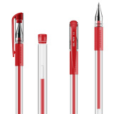 悠米（umi） 0.5mm中性笔 子弹头拔盖签字笔 碳素水笔红黑蓝三色 红色（单支）