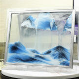 贝鲁斯 沙漏摆件玻璃流沙画3D山水画家居装饰品儿童礼物创意办公室桌面 蓝色 10寸（长30cm，宽25cm）