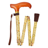 一期一会（ichigo ichie）【日本品牌】折叠拐杖老人伸缩防滑铝合金手杖135-160cm FS-101 黄色花拐杖
