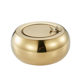 B&y 加厚鼓形不锈钢烟灰缸 防风带盖 车用烟缸 欧式个性  创意烟盅 金色 小号