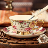 嘉兰 咖啡杯碟套装 欧式茶具英式下午茶杯骨瓷杯碟咖啡杯奶杯果汁杯 英伦玫瑰满金