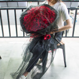 来一客情人节红玫瑰生日花束鲜花速递同城配送全国表白求婚礼物 99朵黑纱加1米