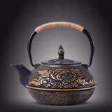 淳意 日本铸铁茶壶 南部铁壶 烧水壶 无涂层内胆 多款可选生铁壶900ml 牡丹