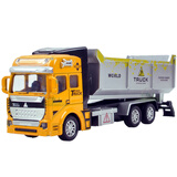 凌速 合金车仿真模型玩具车模 1:48回力军事工程车 运输垃圾车搅拌汽车警车挖掘机消防车 自卸卡车