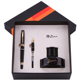 毕加索（pimio） 钢笔PS-917宝珠笔/签字笔铱金墨水笔 男女士商务办公刻字礼品笔 纯黑金夹钢笔+签字笔+墨水礼盒套装